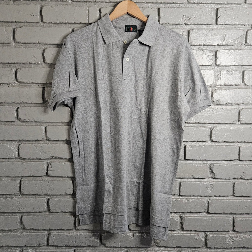 J. Crew Oarsman Mens XL Gray Cotton Short Sleeve Polo Shirt Heathered Jersey